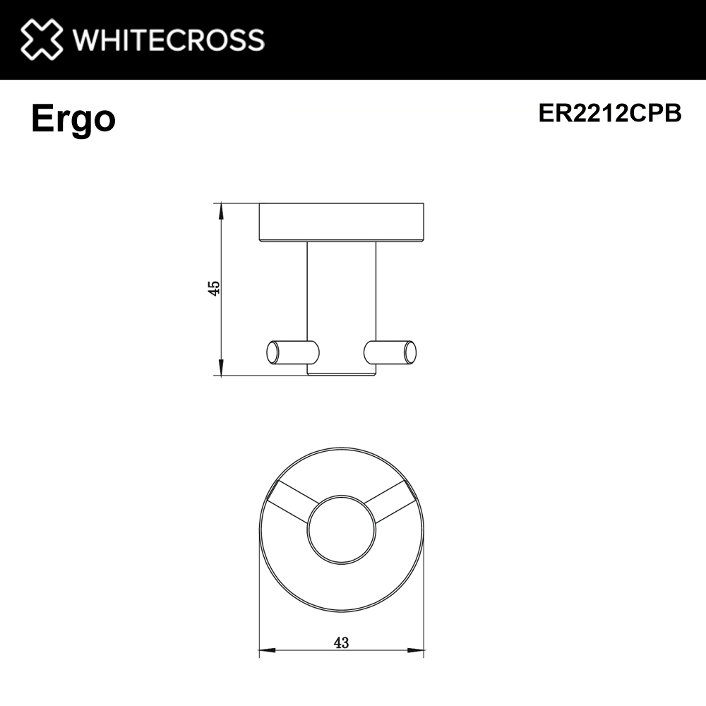 Крючок двойной WHITECROSS Ergo ER2212CPB (брашированная медь)