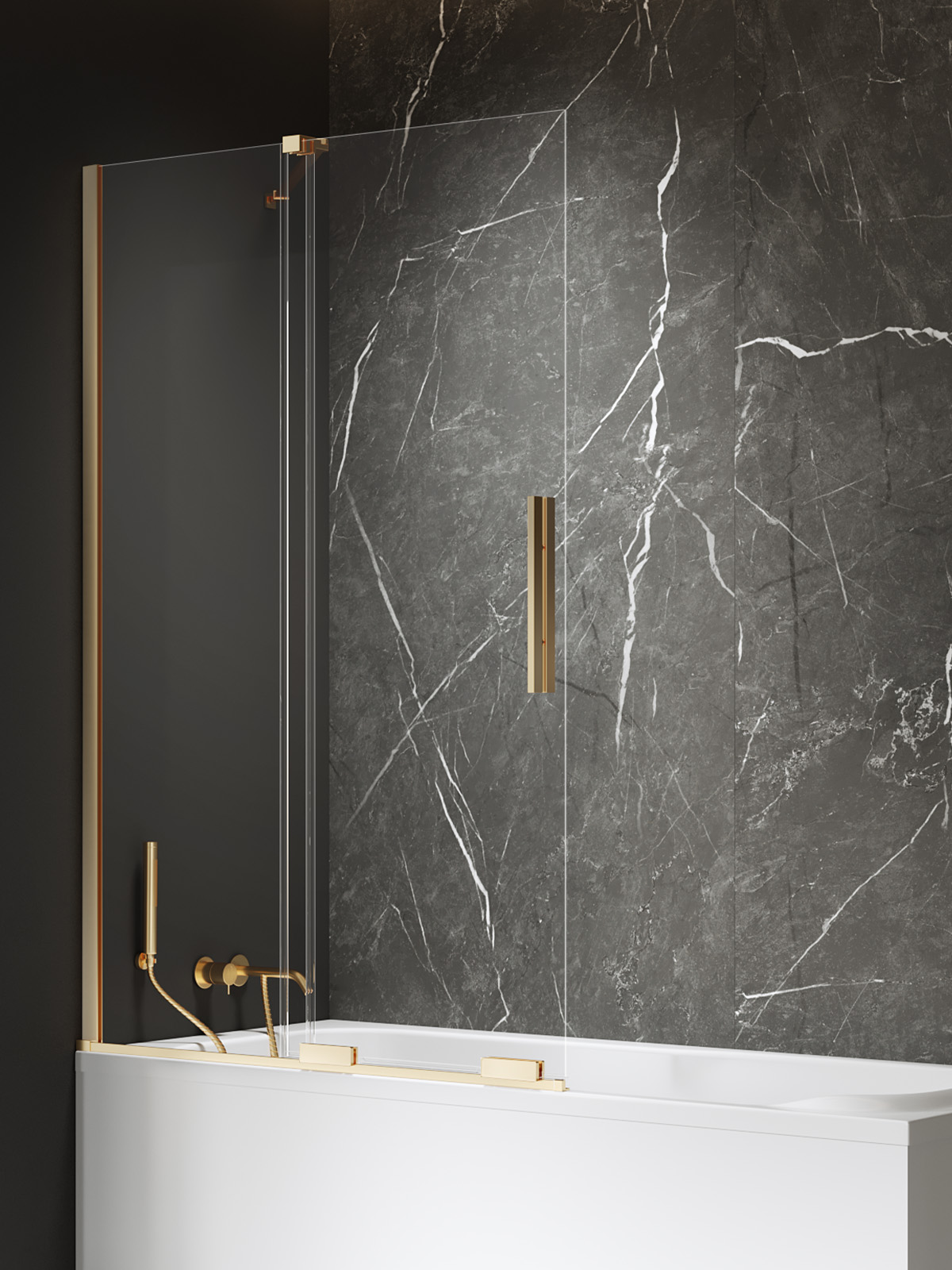Шторка для ванны NEW TRENDY SMART GOLD BRUSHED 160x150 EXK-7793-WU (брашированное золото)