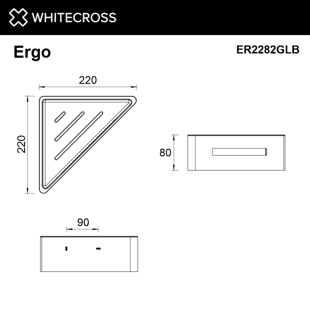Полка для душа угловая WHITECROSS Ergo ER2282GLB (брашированное золото)