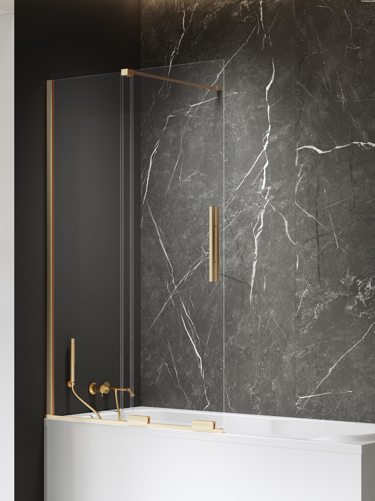 Шторка для ванны NEW TRENDY SMART GOLD BRUSHED 90x150 EXK-7786 (брашированное золото)