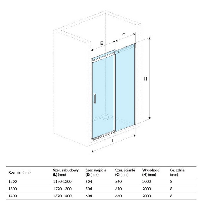 Душевая дверь EXCELLENT Rols 140 см (хром)