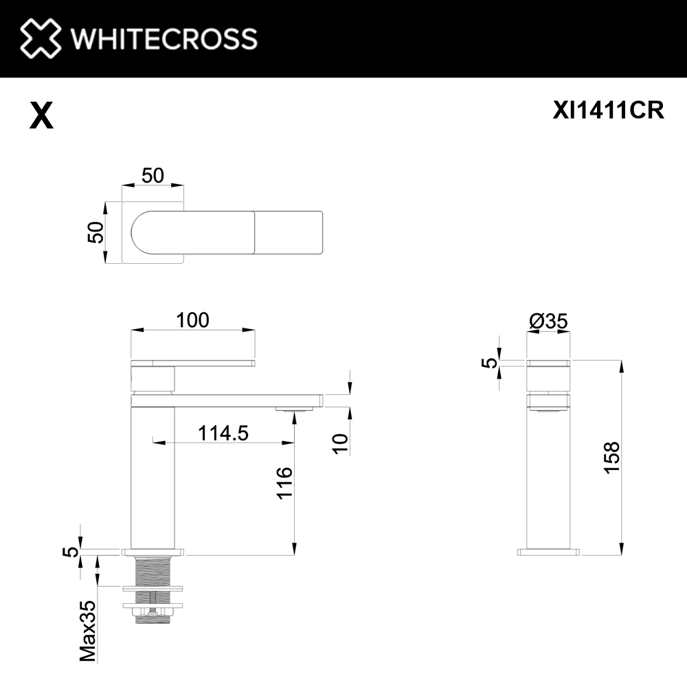 Cмеситель для умывальника WHITECROSS XI1411CR (хром)