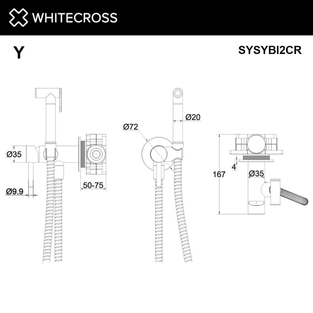 Система для биде скрытого монтажа WHITECROSS Y SYSYBI2CR (хром)