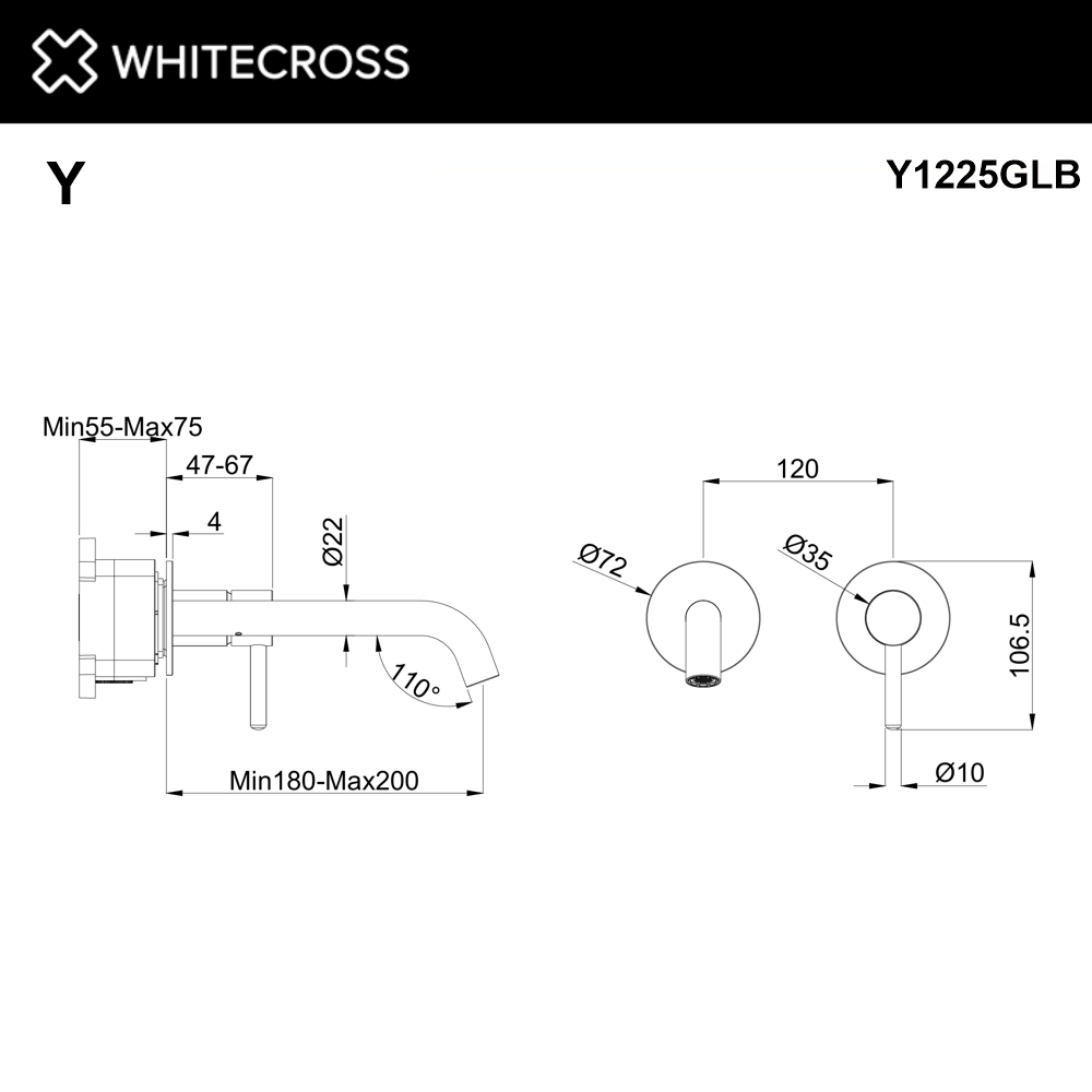 Смеситель для умывальника скрытого монтажа WHITECROSS Y Y1225GLB (брашированное золото)