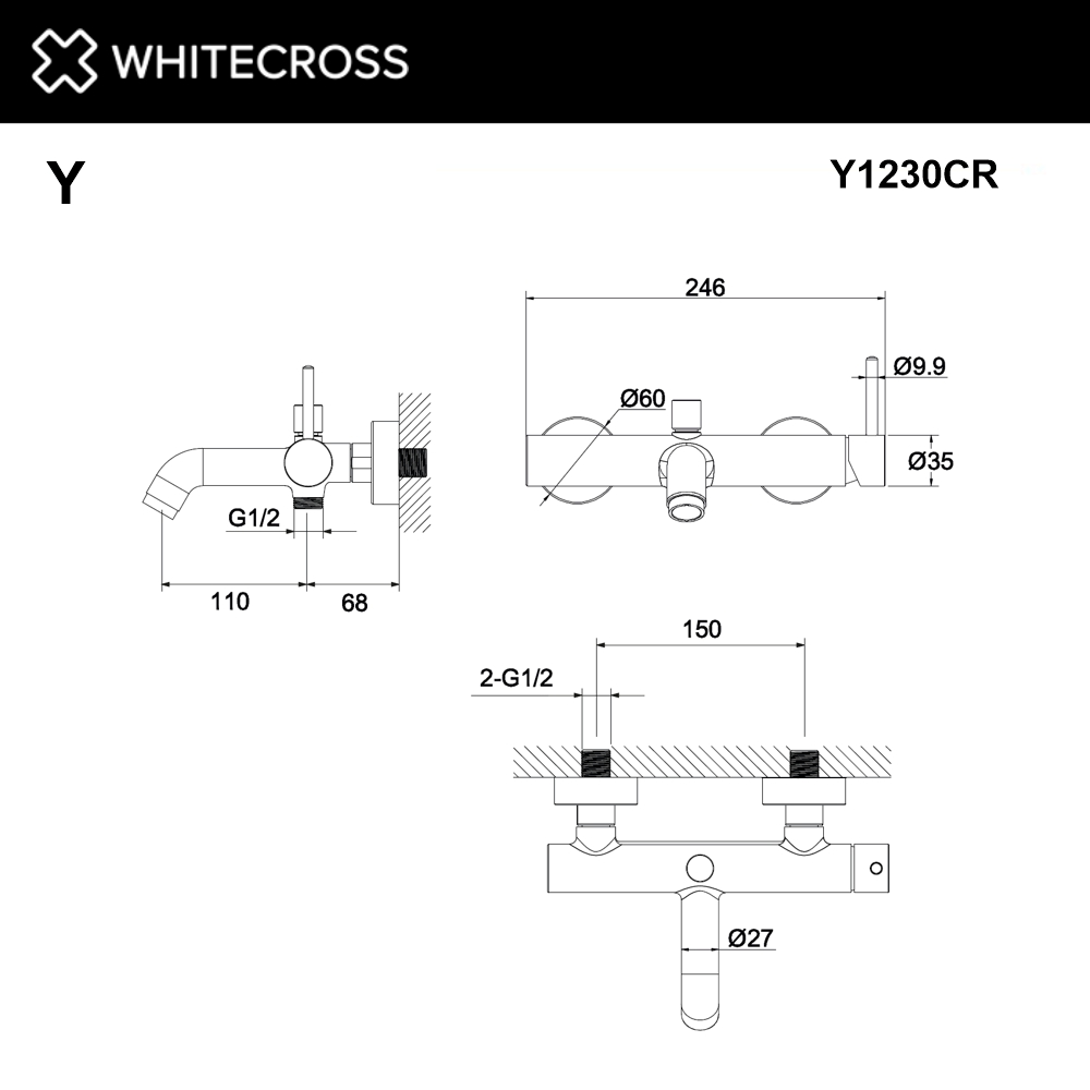 Смеситель для ванны WHITECROSS Y Y1230CR (хром)