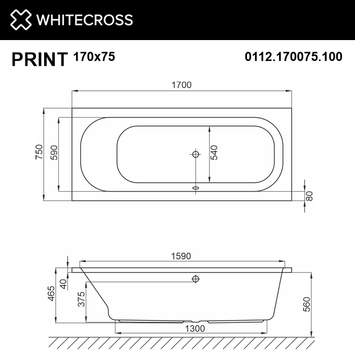 Ванна WHITECROSS Print 170x75 акрил 