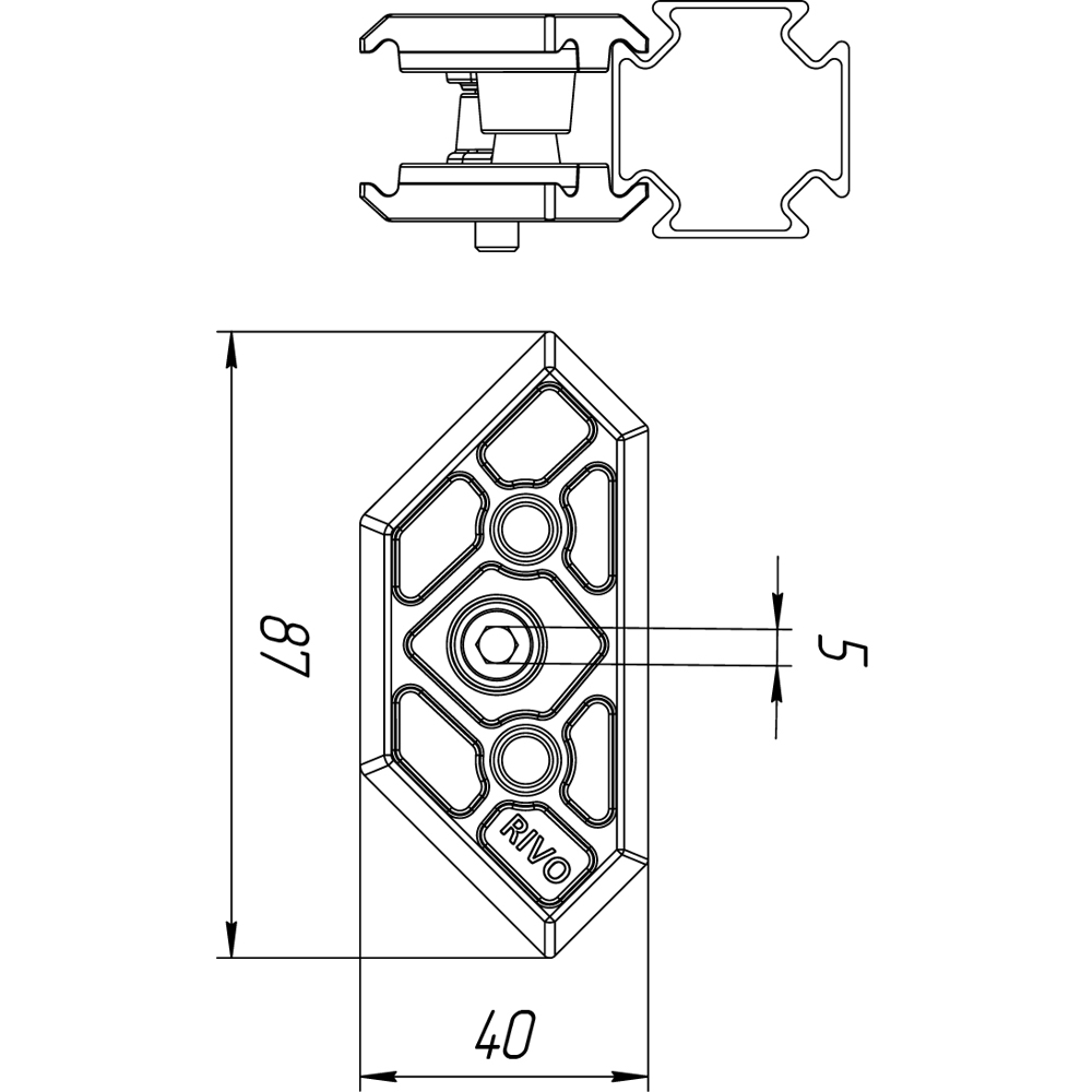Угловой элемент 180°/90°/45° RIVO Fix Cанджет