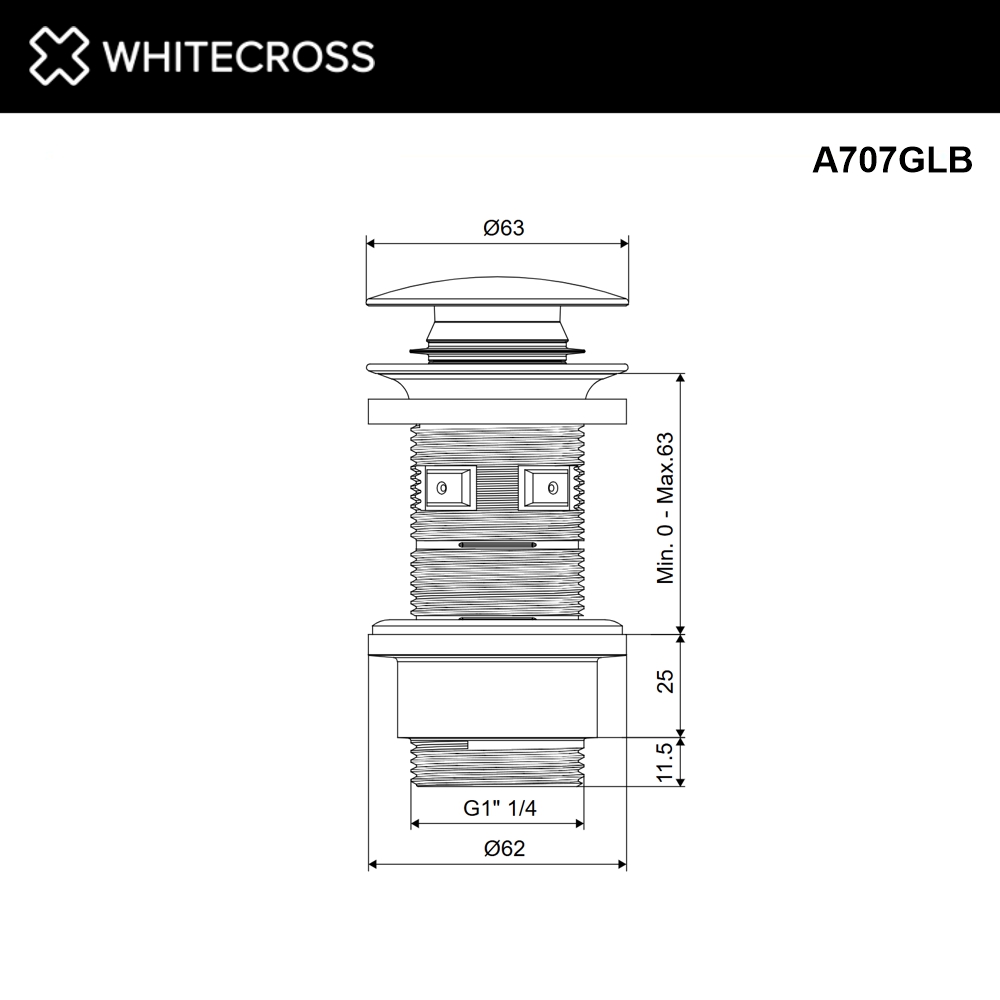 Донный клапан WHITECROSS A707GLB (брашированное золото)