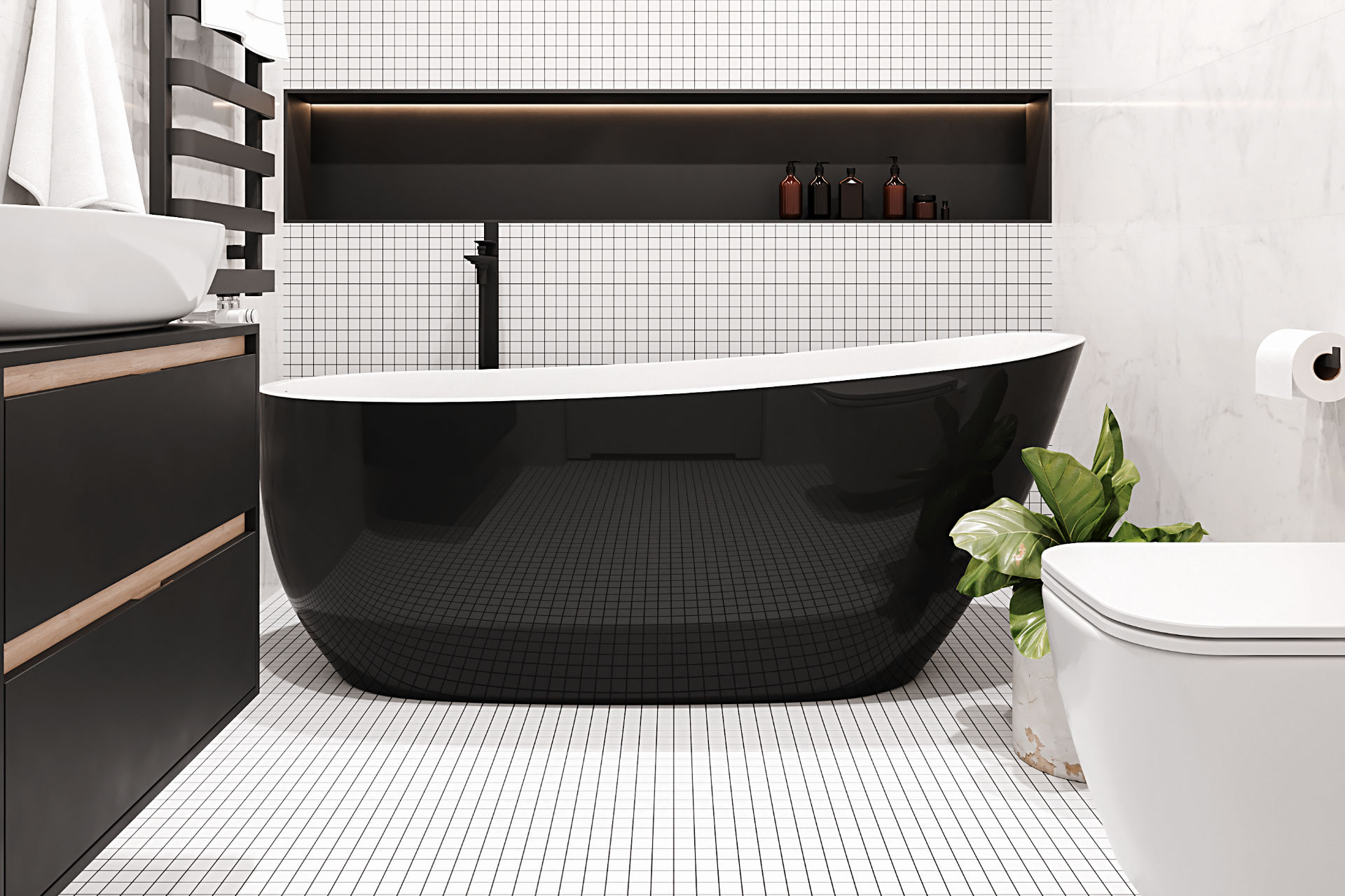Ванна EXCELLENT Comfort 2.0 175x74 (белая/черная)  
