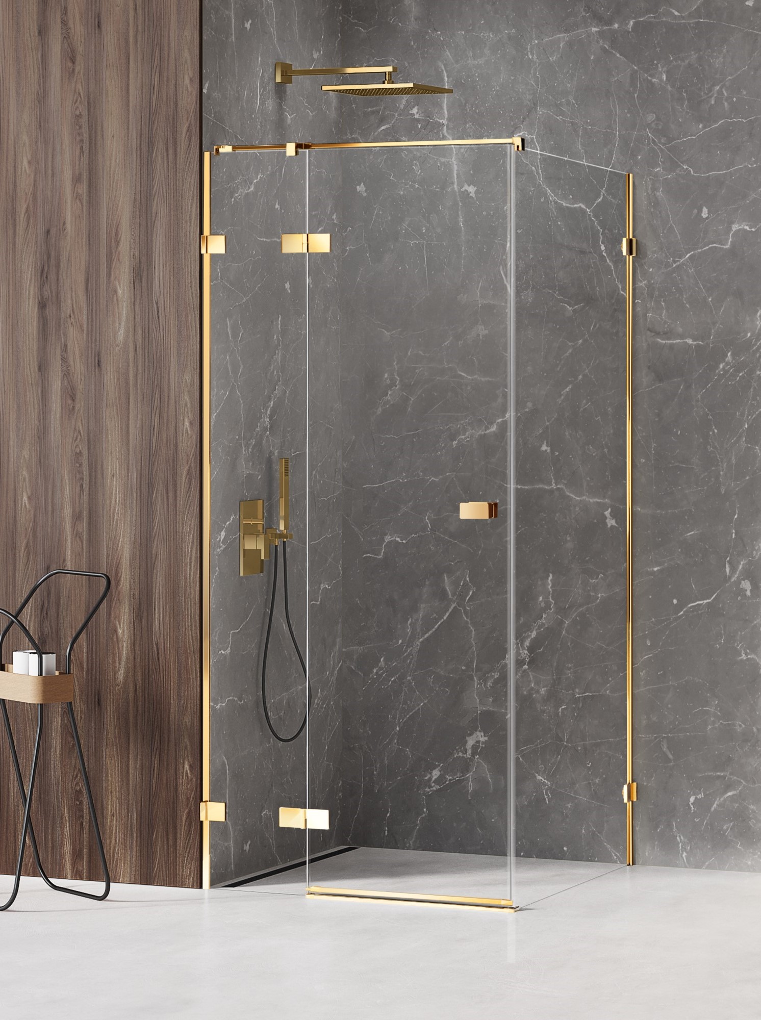 Душевое ограждение NEW TRENDY AVEXA GOLD SHINE L 120x120x200 EXK-1690 (золото)