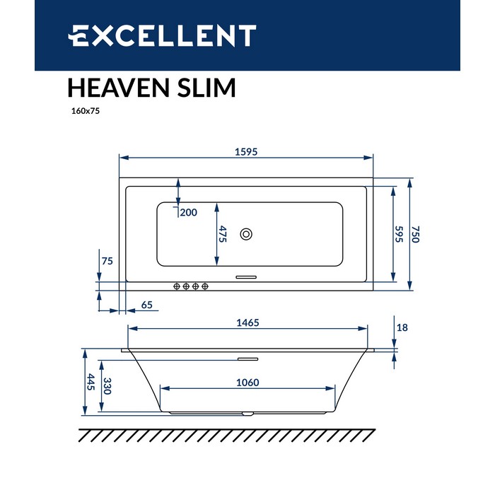 Ванна EXCELLENT Heaven Slim 160x75 