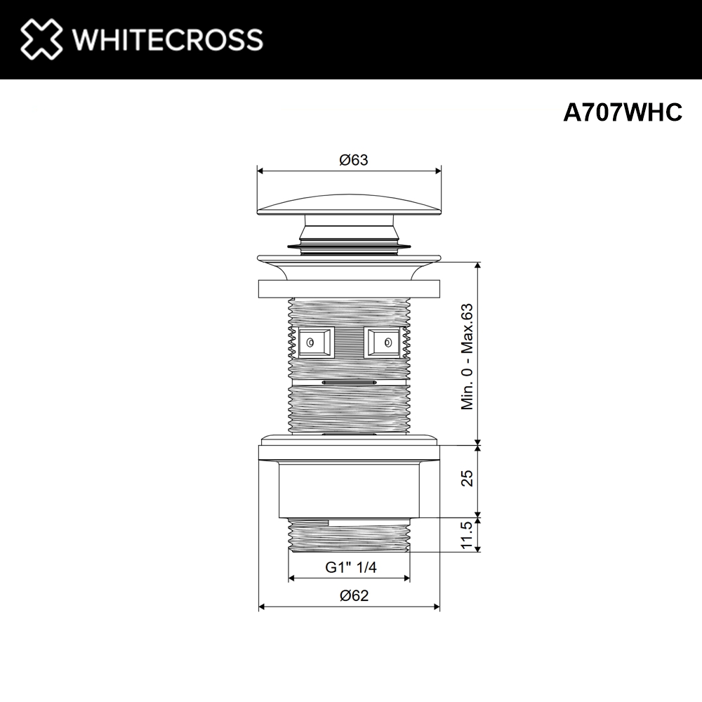 Донный клапан WHITECROSS A707WHC (белый керамический)