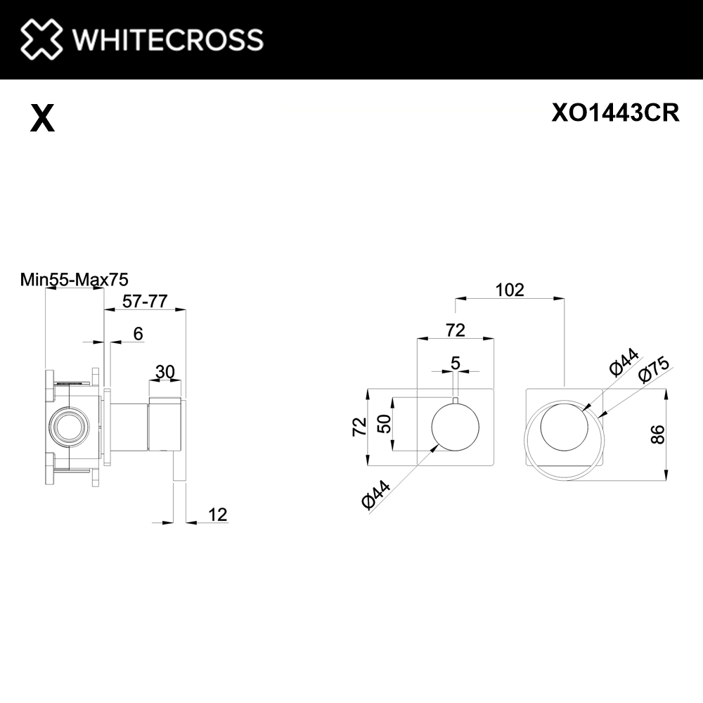 Смеситель скрытого монтажа на 3 потребителя WHITECROSS XO1443CR (хром)