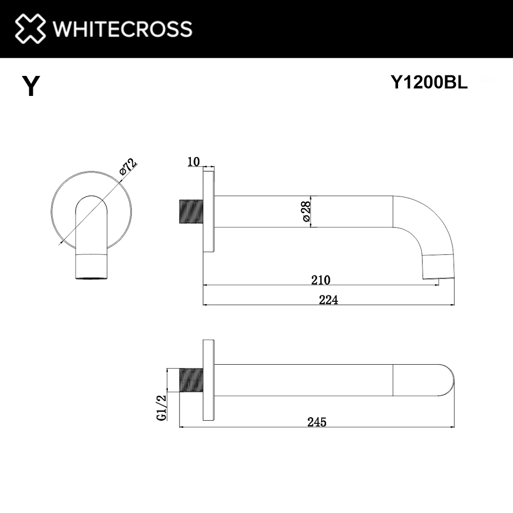 Излив настенный WHITECROSS Y1200BL (черный мат)
