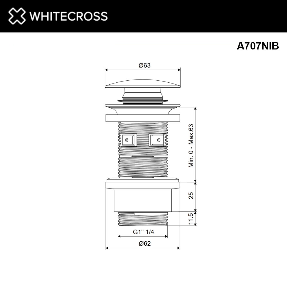 Донный клапан WHITECROSS A707NIB (брашированный никель)