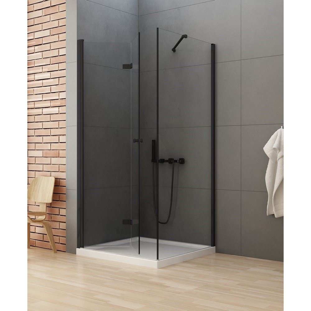 Душевое ограждение NEW TRENDY NEW SOLEO BLACK складные двери L 90x100x195 D-0235A/D-0116B (черный)