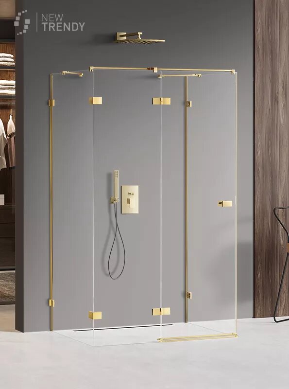 Душевое ограждение NEW TRENDY AVEXA GOLD SHINE L 90x120x200 EXK-2105 (золото)