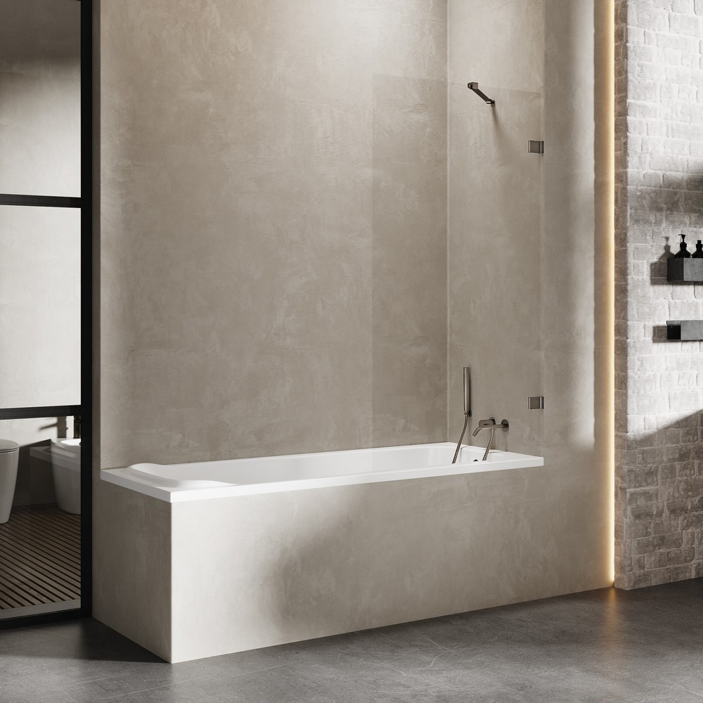 Шторка для ванны NEW TRENDY AVEXA GUNMETAL BRUSHED 80x150 EXK-3518 (оружейная сталь)