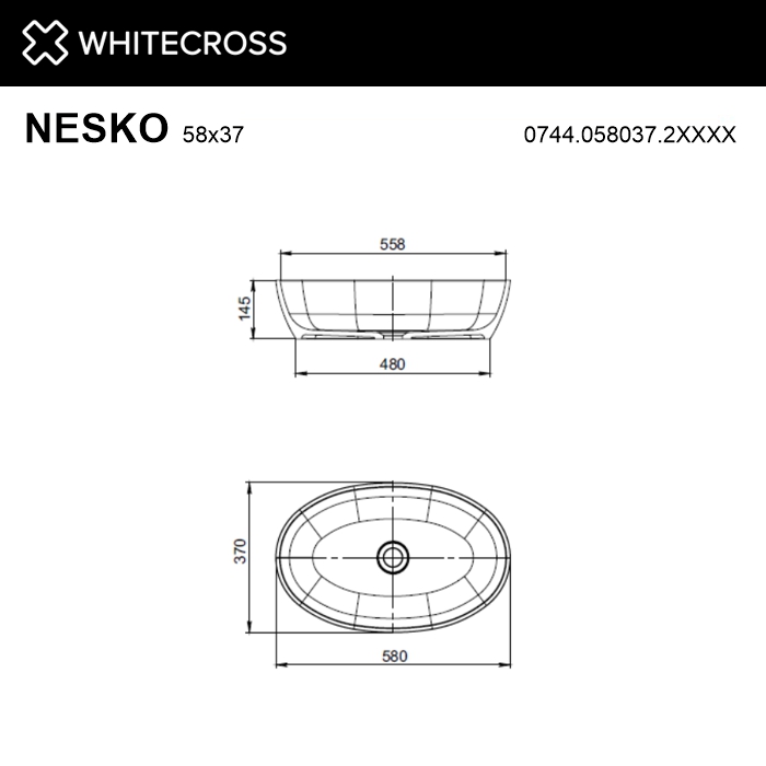 Умывальник WHITECROSS Nesko 58x37 (RAL мат) иск. камень
