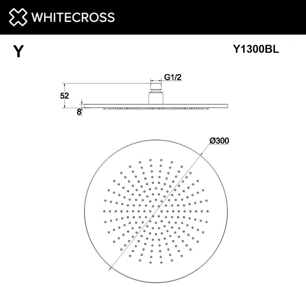 Верхний душ WHITECROSS D=30 см Y1300BL (черный мат)