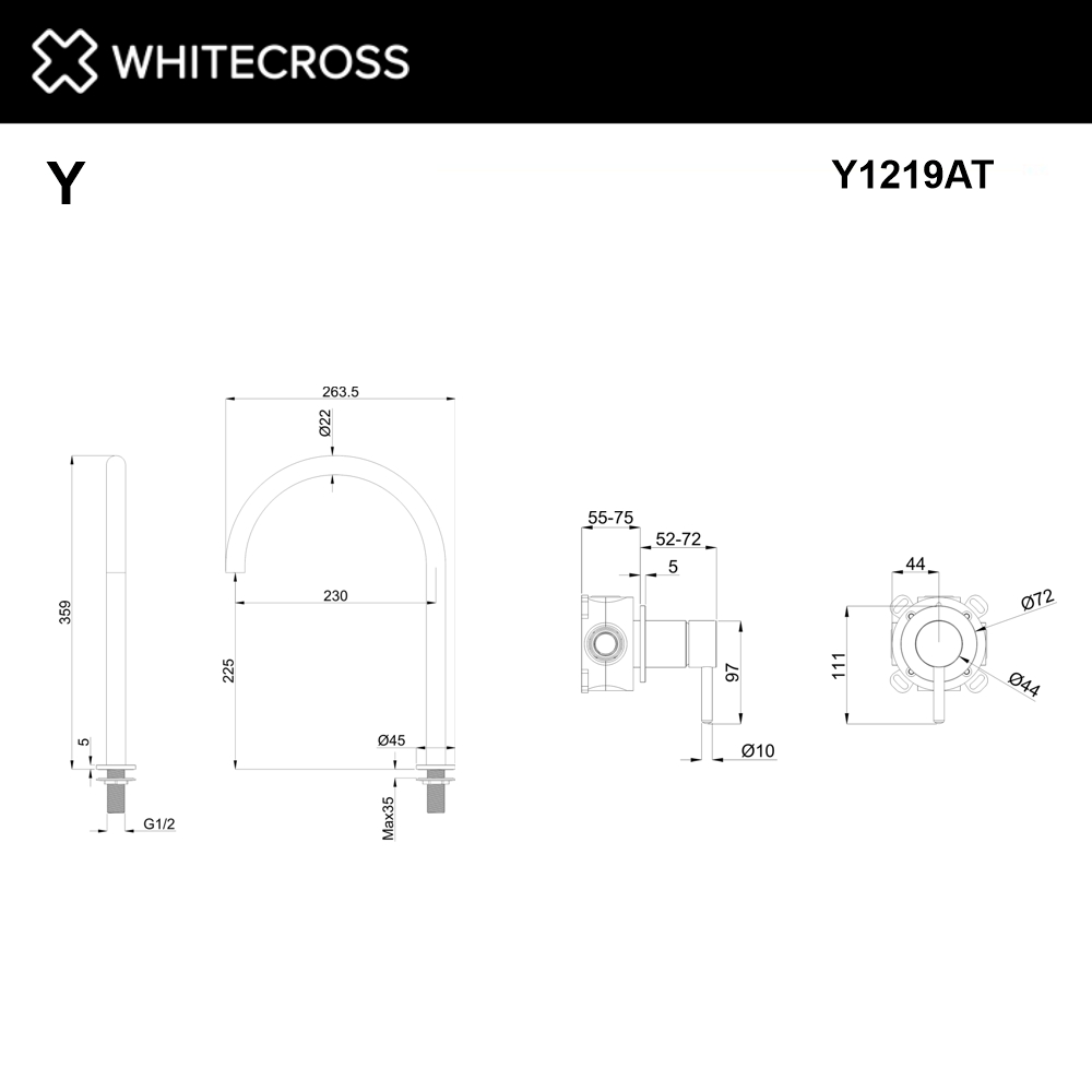 Смеситель для умывальника с выносным управлением WHITECROSS Y Y1219AT (антрацит)