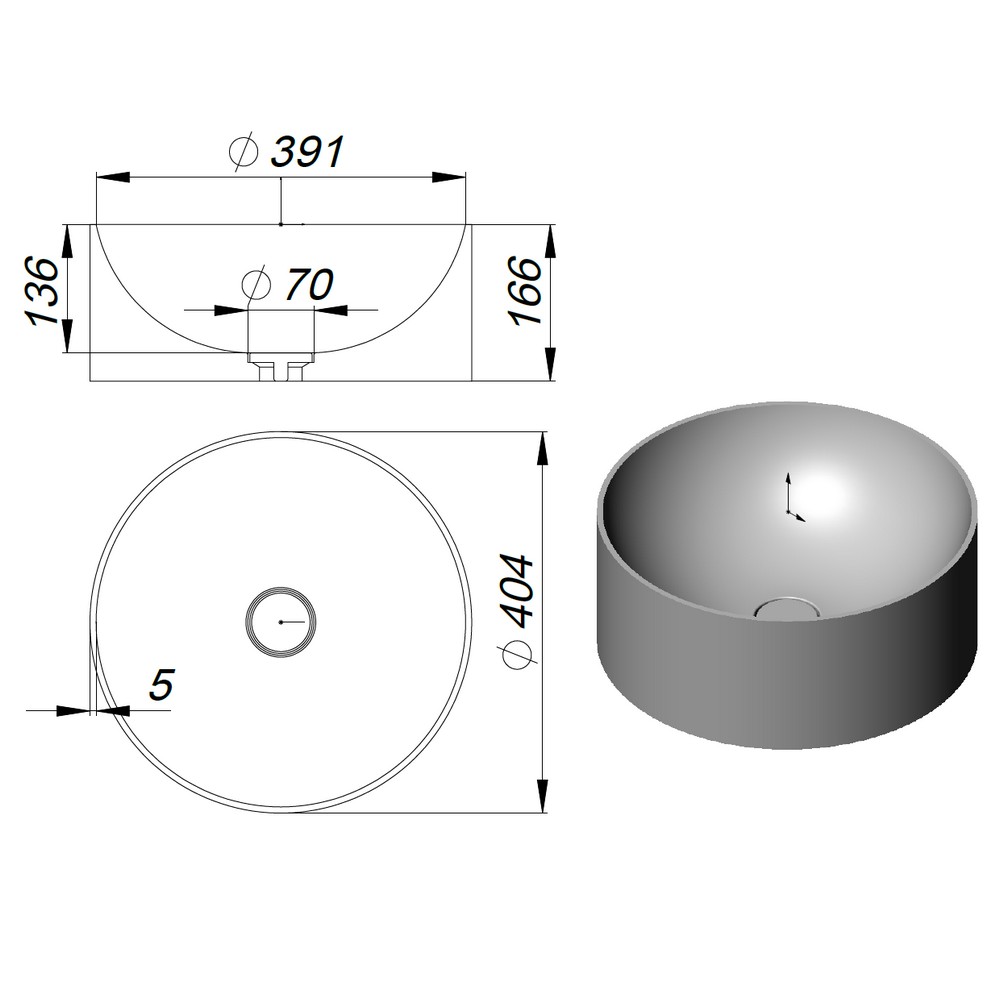 Умывальник HOLBI Vega D=40,4 SCW (белый мат)