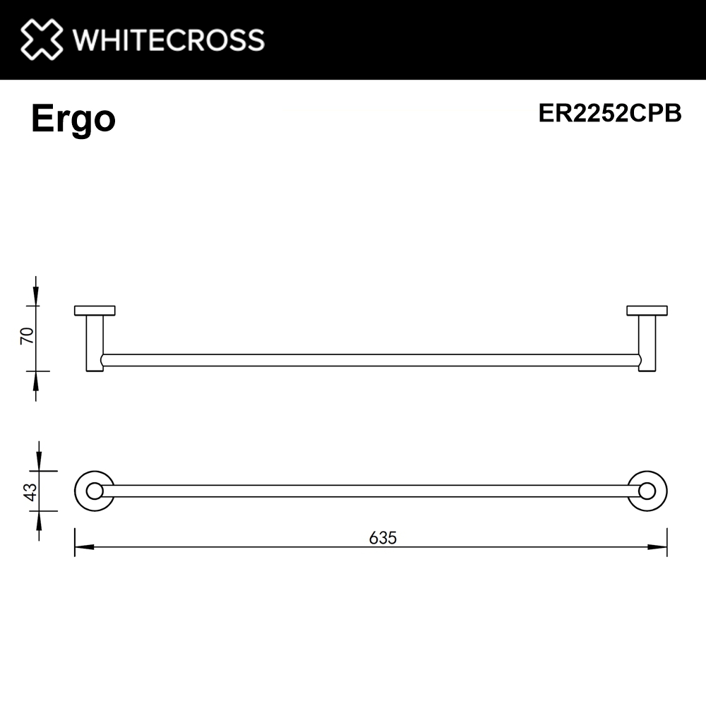 Полотенцедержатель 600 мм. WHITECROSS Ergo ER2252CPB (брашированная медь)