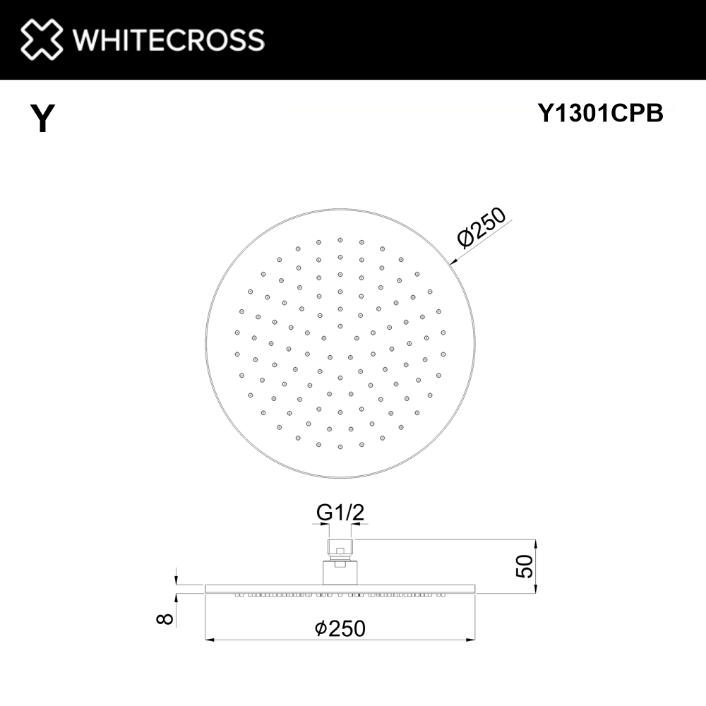 Верхний душ WHITECROSS D=25 см Y1301CPB (брашированная медь)