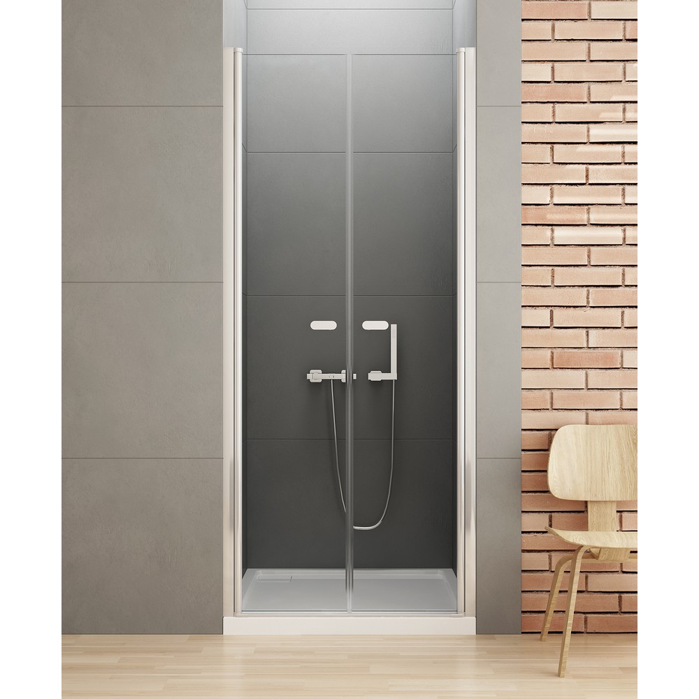 Дверь в нишу NEW TRENDY NEW SOLEO двойные двери 130x195 D-0168A (хром)
