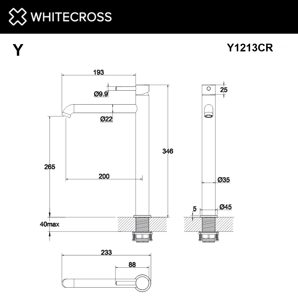 Смеситель для умывальника WHITECROSS Y Y1213CR (хром)