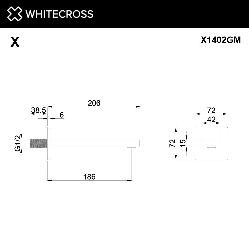 Излив настенный 180 мм WHITECROSS X1402GM (оружейная сталь)