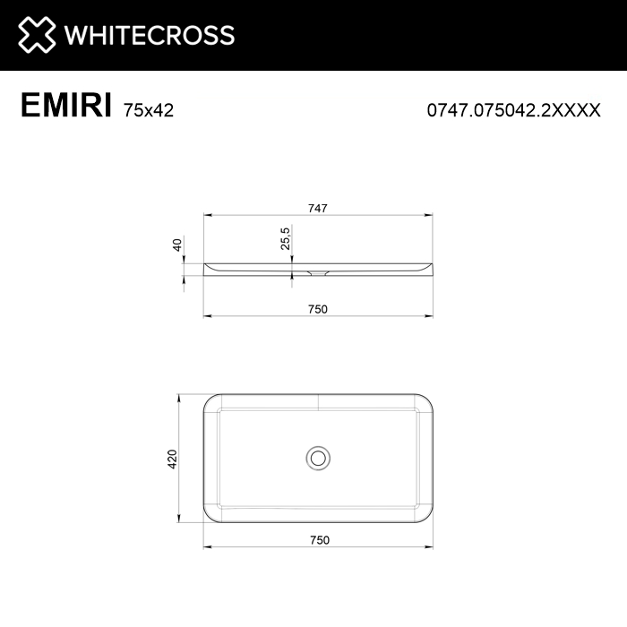 Умывальник WHITECROSS Emiri 75x42 (RAL мат) иск. камень